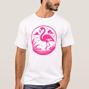 Camiseta Círculo de Verão Flamingo Rosa Design-68730