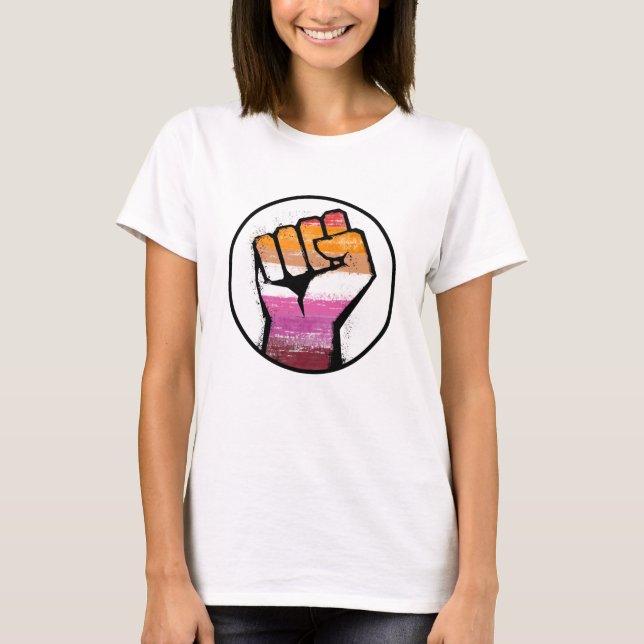 Camiseta Círculo do Punho do Orgulho Lésbico (Frente)