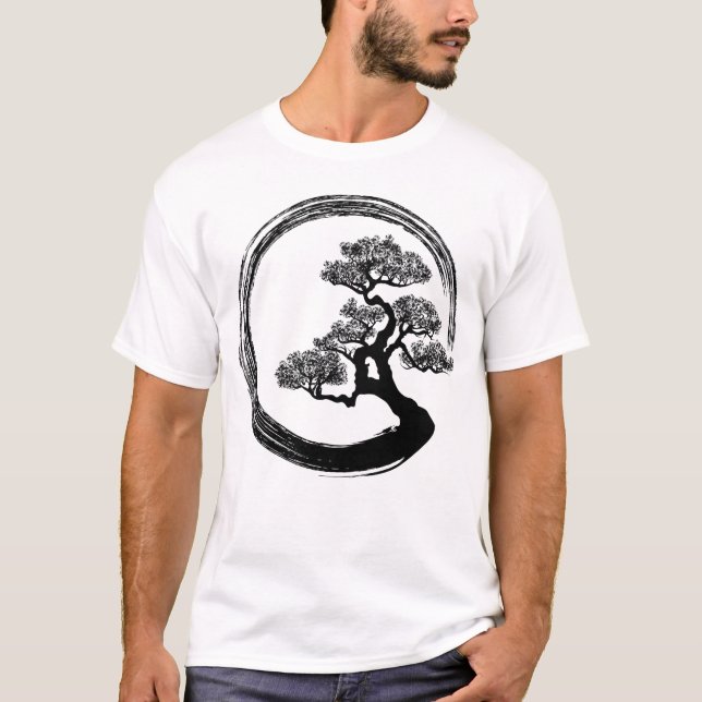 Camiseta Círculo do zen de Enso e árvore dos bonsais (Frente)