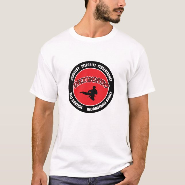 Camiseta Círculo dos princípios de Taekwondo (Frente)