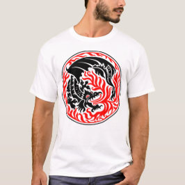 Camiseta Círculo Dragônico - Preto com Fogo Vermelho