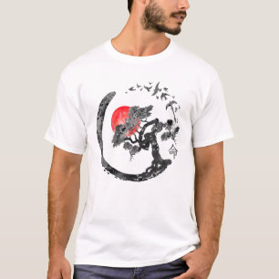 Camiseta Círculo Enso da Árvore Bonsai - Caligrafia Zen B