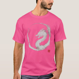 Camiseta Círculo Enso de Dragão em Aquarela Minimalista Jap