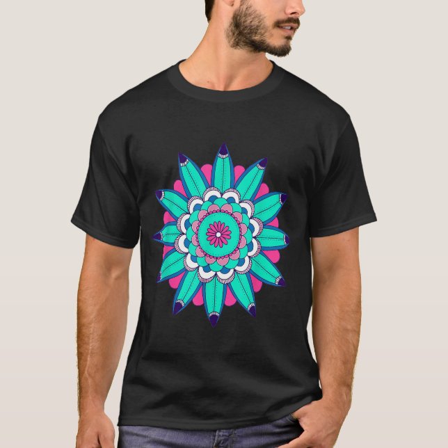 Camiseta Círculo Espiritual de Mandala Surf Azul (Frente)