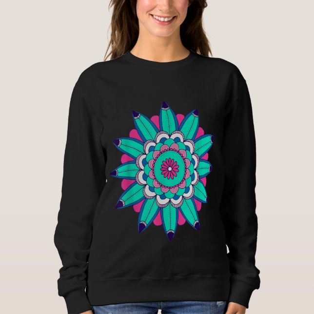 Camiseta Círculo Espiritual de Mandala Surf Azul (Frente)