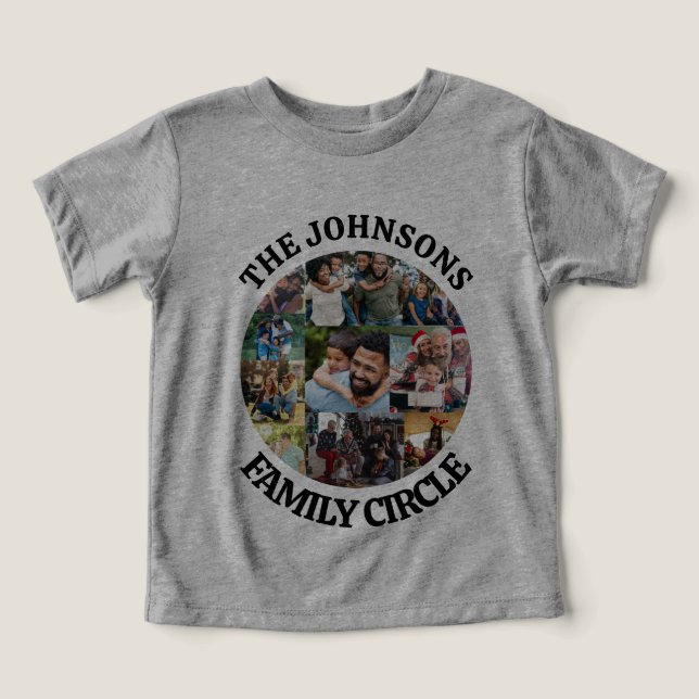 Camiseta Círculo Familiar | Colagem de Fotografias Única Pe (Design frontal)