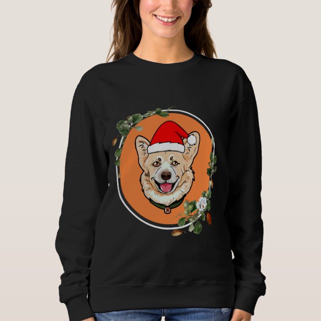 Camiseta Círculo Floral Corgi Laranja (Frente)
