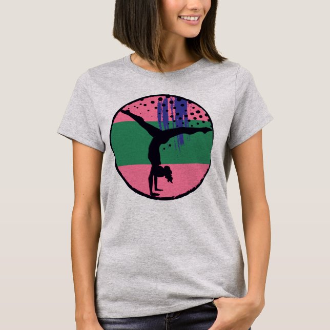 Camiseta Círculo Rosa Gymnast abstrato (Frente)
