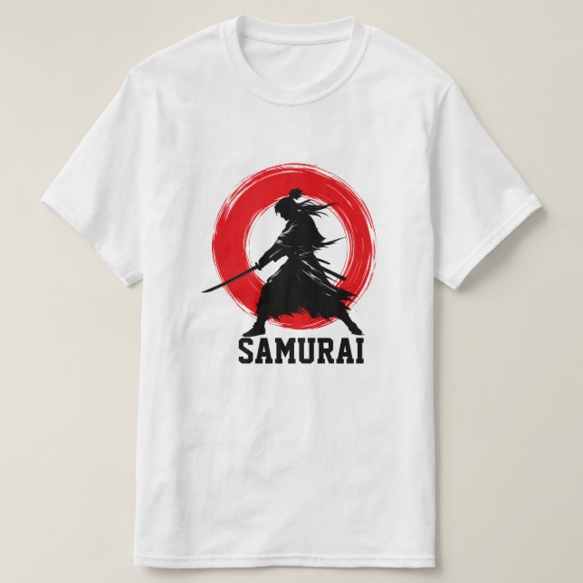 Camiseta Círculo Vermelho Mínimo Guerreiro Samurai (Frente do Design)