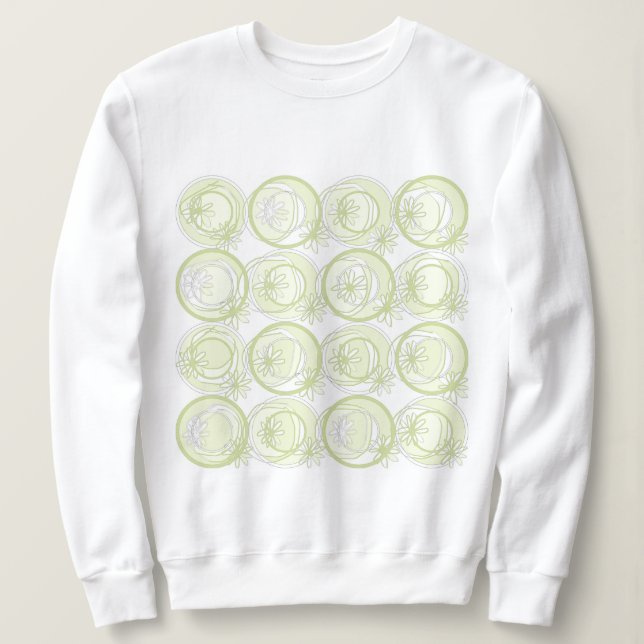 Camiseta Círculos de Destaque Flores de Fundo Branco Mint (Frente do Design)