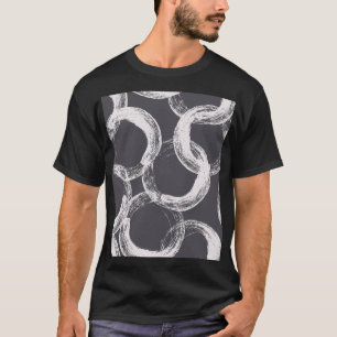Camiseta Círculos Geométricos Fundo Preto Sem Costura