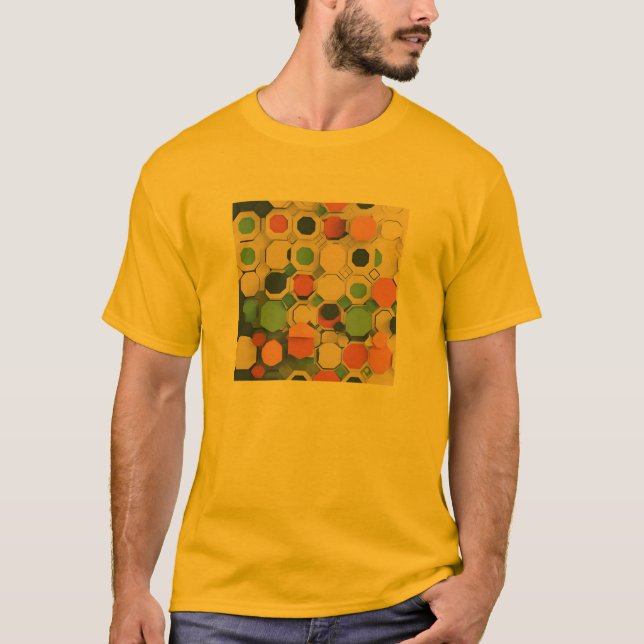 Camiseta Círculos Hexágonos: Camisa-T Geométrica (Frente)