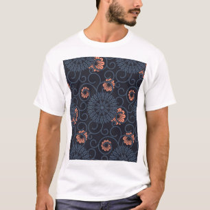 Camiseta Círculos Ornamentados Escuros Vintage Sem Costura