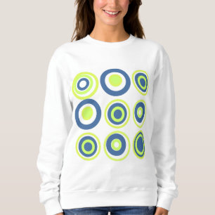 Camiseta Círculos Retro Limão Teto Verde De Ervilha Em Bran