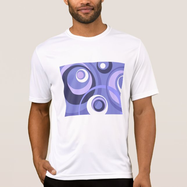 Camiseta Círculos Roxos Geométricos Abstratos de Meados do  (Frente)