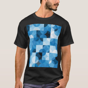 Camiseta Círculos Sem Costura: Abstrato Azul Vintage