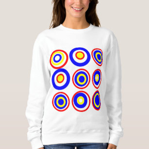 Camiseta Circunstâncias Retro Azul Amarelo Vermelho Branco