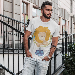 Camiseta Circus Lion Pulando Através De Um Hoop