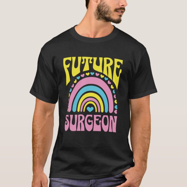 Camiseta Cirurgião Futuro Brilhante Cirurgiões do Arco-Íris (Frente)