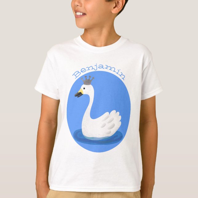 Camiseta Cisne branco bonito com desenho animado (Frente)