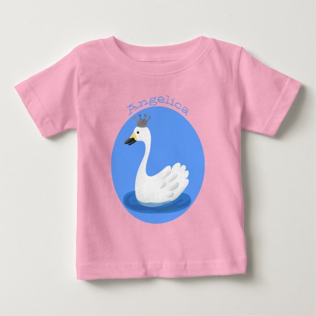 Camiseta Cisne branco bonito com desenho animado (Frente)