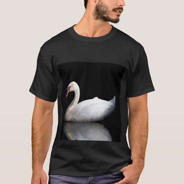 Camiseta Cisne branco sobre preto (Frente)