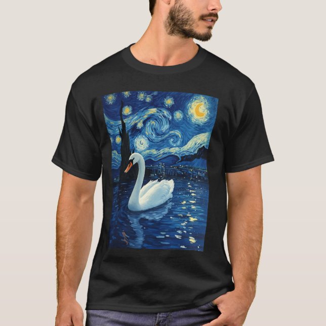 Camiseta Cisne da Noite Estrelada de Van Gogh Glider Elegan (Frente)