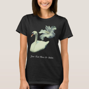 Camiseta Cisne E Flor De Hibisco Branco Personalizado