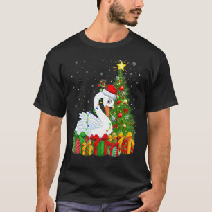 Camiseta Cisne Natalino Árvore de Natal do Papai Noel Cisne