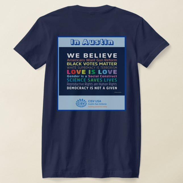 Camiseta CISV Austin for Peace Women's (Postura das costas)