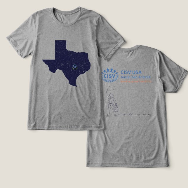 Camiseta CISV Austin Texas Paz Homens (Design Frente e Verso)