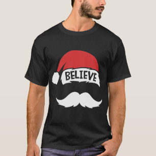 Camiseta Citação Acreditada Na Família Santa Hat Mustach