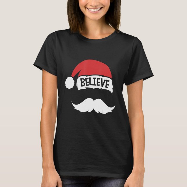Camiseta Citação Acreditada Na Reunião Familiar Santa Hat M (Frente)
