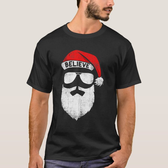 Camiseta Citação Acreditada Na Reunião Familiar Santa Hat M (Frente)