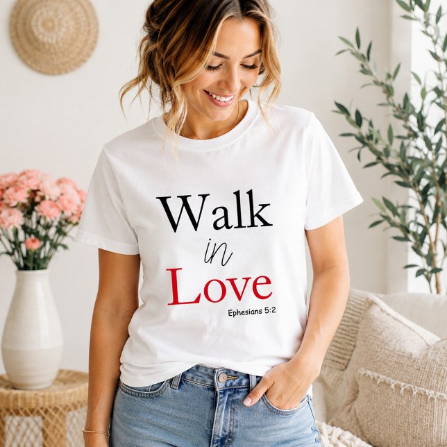 Camiseta Citação Bíblica Caminhar no Amor (Criador carregado)