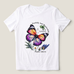 Camiseta Citação bíblica criada com medo e admiração