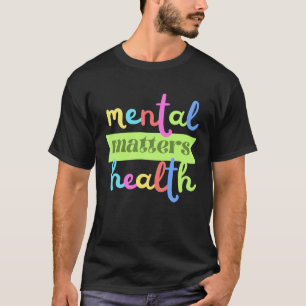 Camiseta Citação Colorida Vintage sobre Saúde Mental para S