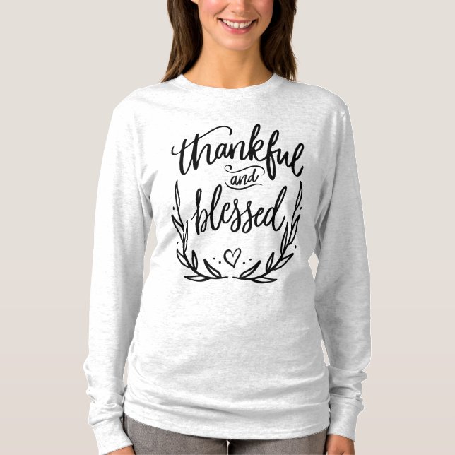 Camiseta Citação Cristã Feliz e Abençoada (Frente)