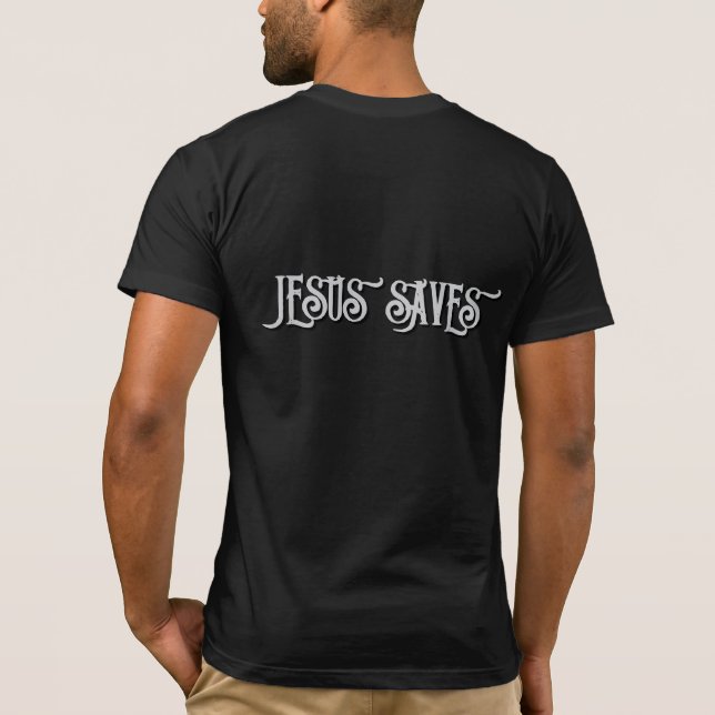 Camiseta Citação Cristã 'Jesus Salva' (Verso)