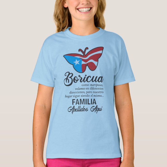 Camiseta Citação da Borboleta do Sinalizador da Família Por (Frente)