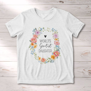 Camiseta Citação da Melhor Filha do Mundo Floral Colorida