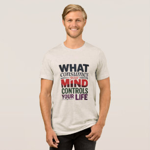 Camiseta Citação da Tipografia Multicoloração do "Mind Cont