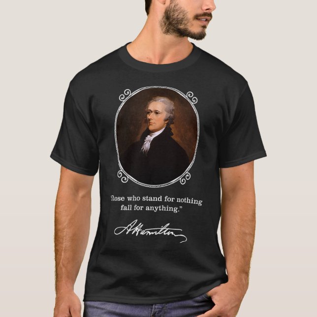 Camiseta Citação de Alexander Hamilton - Assinatura de Hami (Frente)
