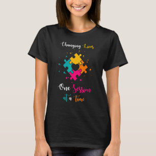 Camiseta Citação de Autismo Mudando Vidas na Sessão