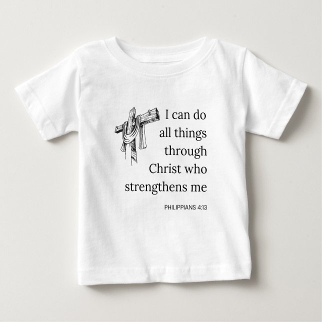 Camiseta Citação de Bíblia Philippians 4:13 Scripture KJV (Frente)