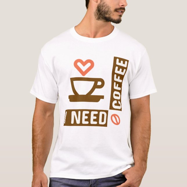 Camiseta Citação de Bloco Amante de Café Fofo Viciado em Ca (Frente)
