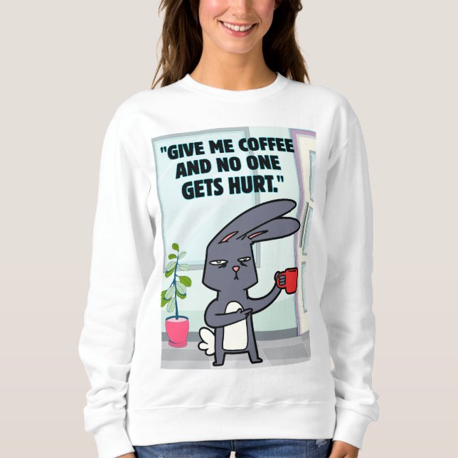 Camiseta citação de café coelho (Frente)