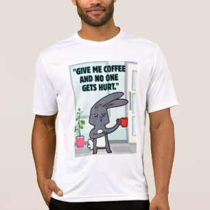 Camiseta citação de café coelho