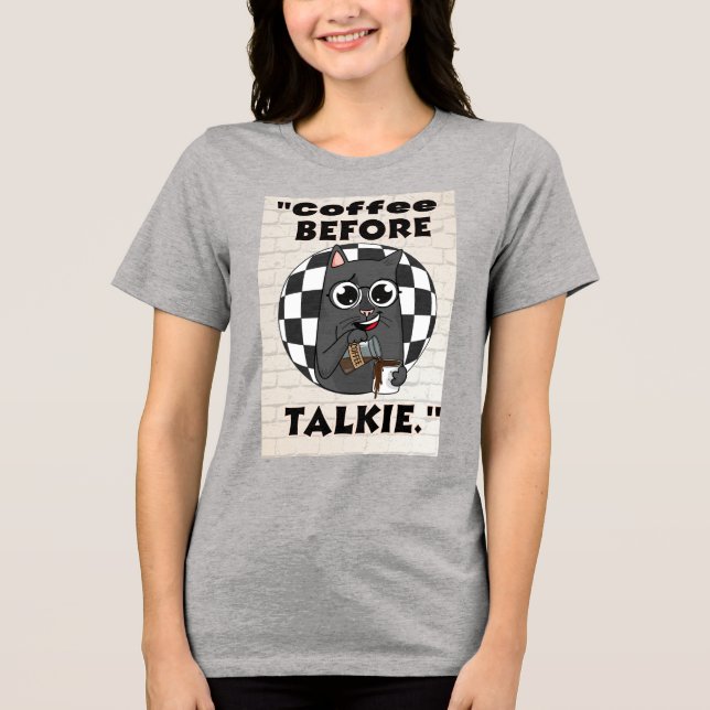 Camiseta citação de café de gatos (Frente)