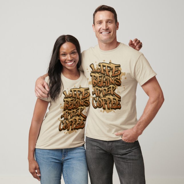 Camiseta Citação de Café Grafite (Unissex)